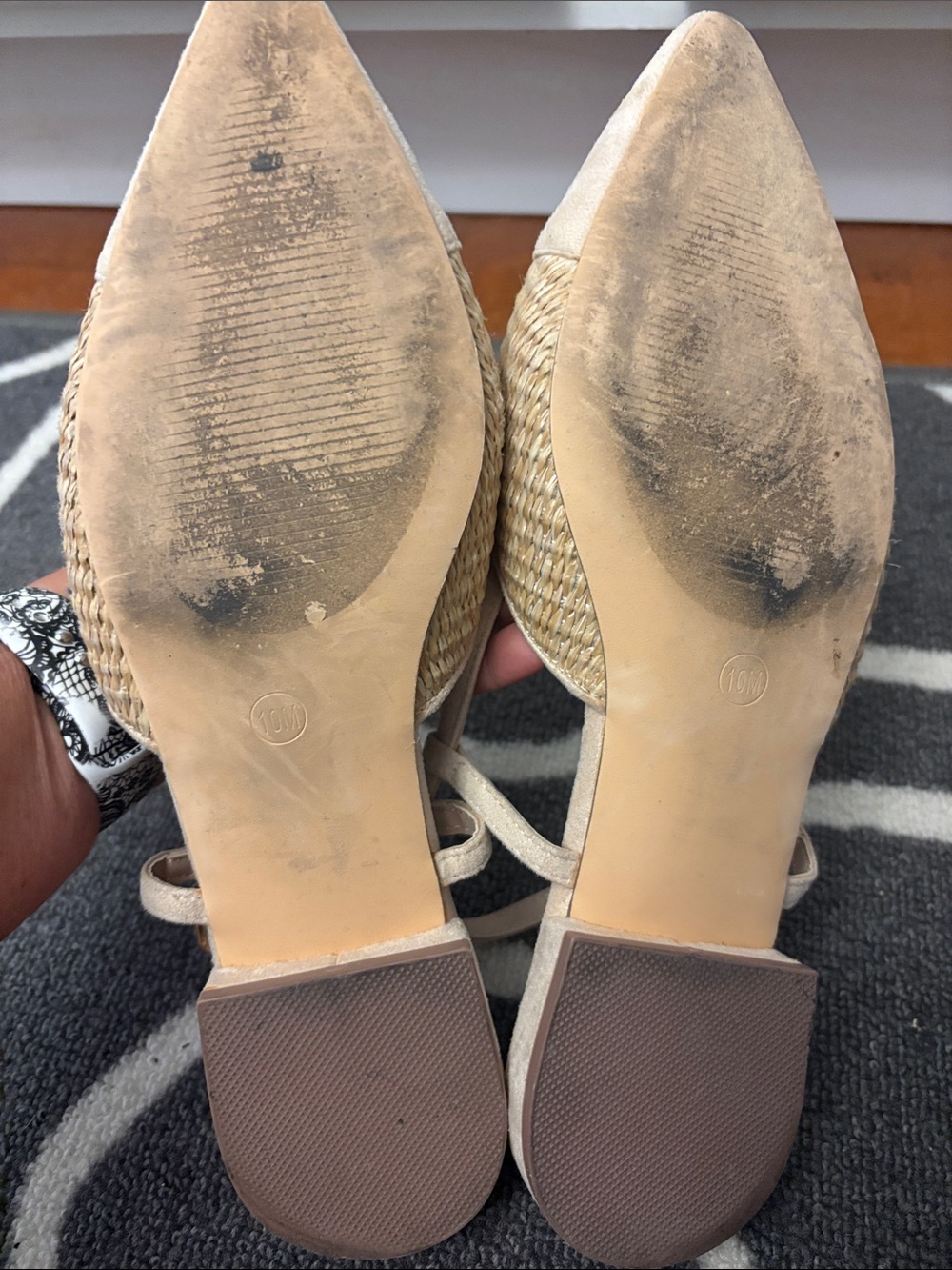Beige Woven Pointed-Toe Slingback Flats Women - Picture 4 of 10
